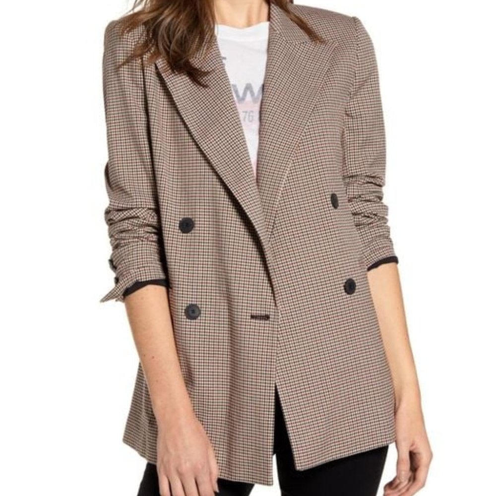 Chelsea28 Double Breasted Plaid Blazer